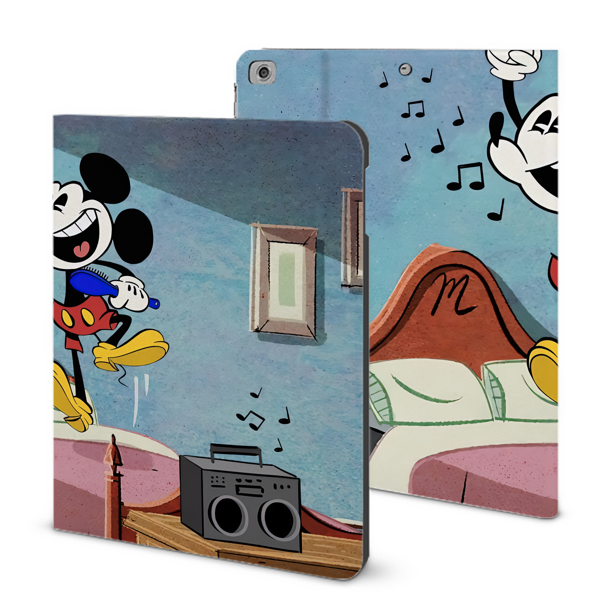（画像用） ミッキーマウス Mickey Mouse IPad ケース ブック型 PUレザー TPU 耐衝撃 軽量 薄型 ペン収納なし 全面保護 IPad 各モデル対応